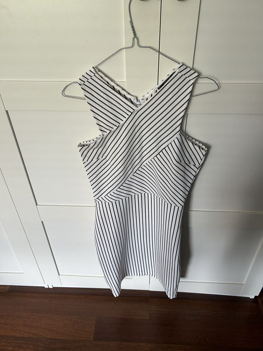 Sukienka Mango elastyczna biało-czarna