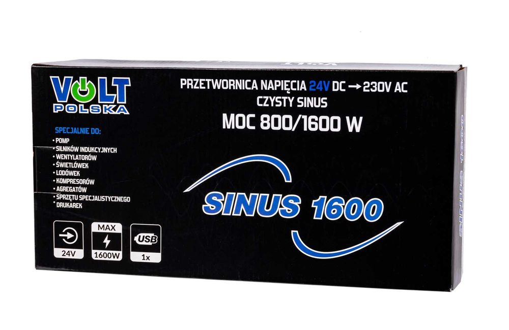 Przetwornica SINUS-800/1600W (24V/230V) Volt Polska / Kielce
