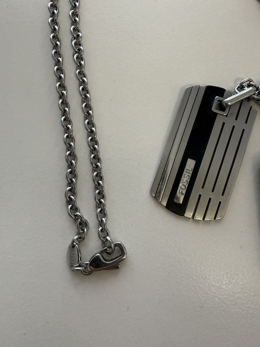 Чоловічий кулон жетон Fossil (Stainless Steel) оригінал / Подвійний підвіс