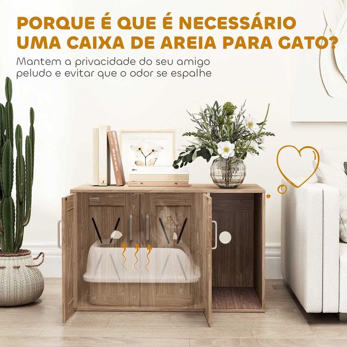 Móvel Caixa de Areia para Gatos 3 em 1 com Portas Tapete para Arranhar