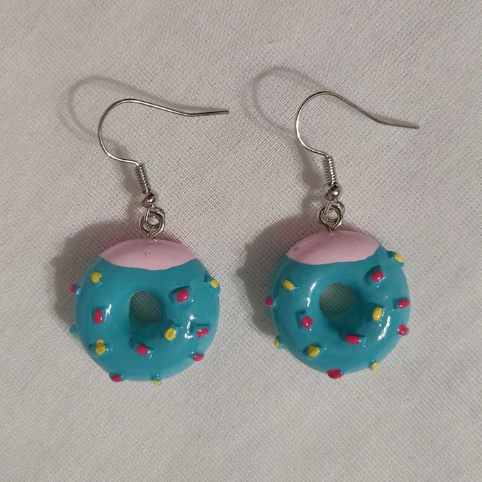 K149 Kolczyki wiszące Donut Pączki Handmade