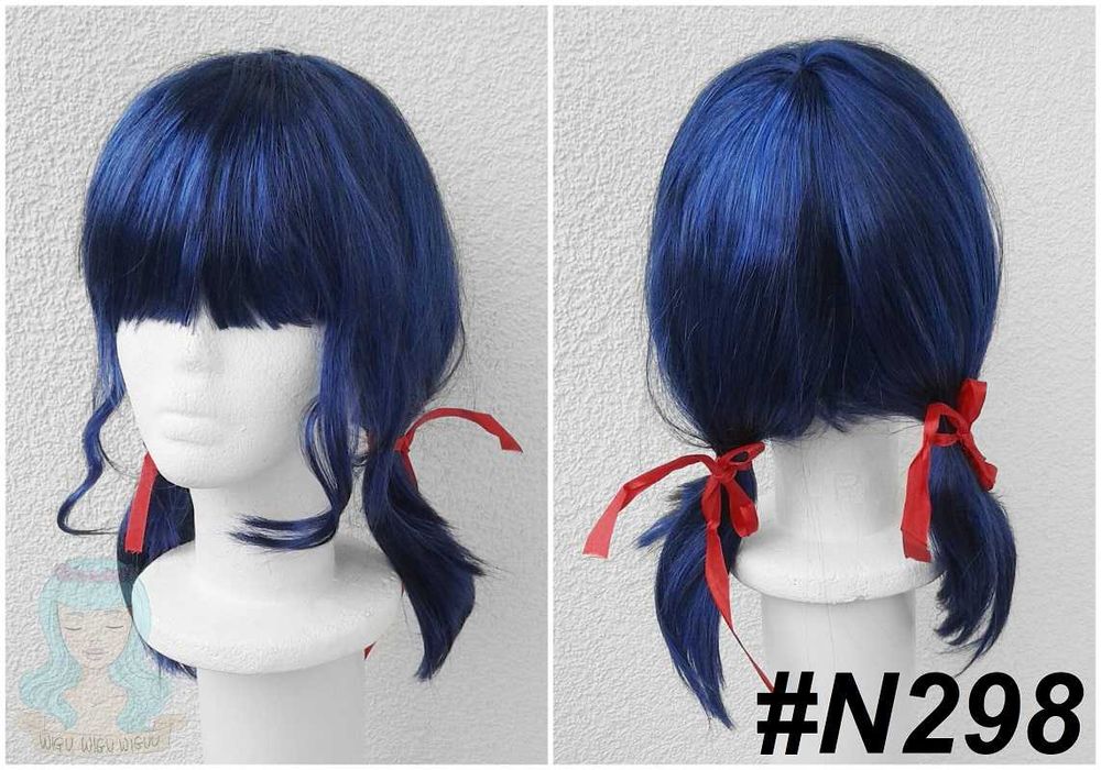 Biedronka peruka niebieska z kitkami Party wig niebieska granatowa