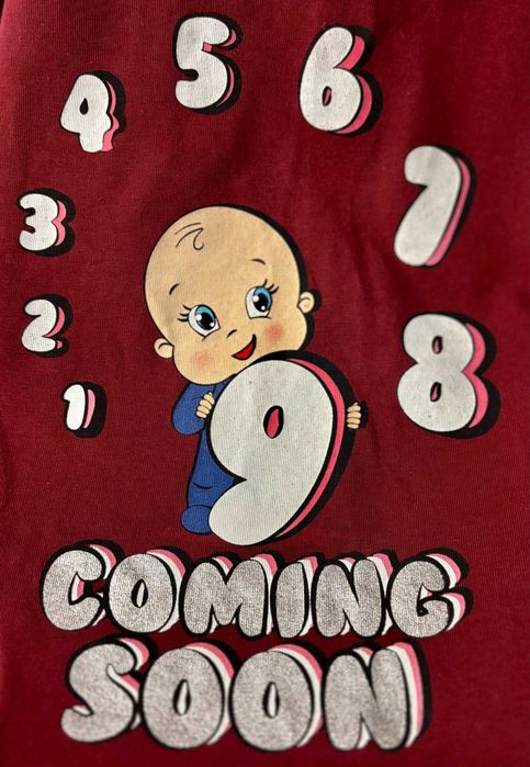 2 Bluzki ciążowe z SŁODZIUTKIM BOBASKIEM bawełna długi rękaw L