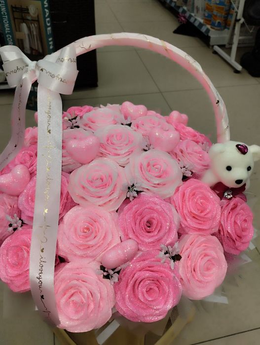 Букет из атласной ленты