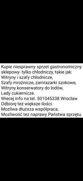 Szafa chlodnicza mroźnicza niesprawna