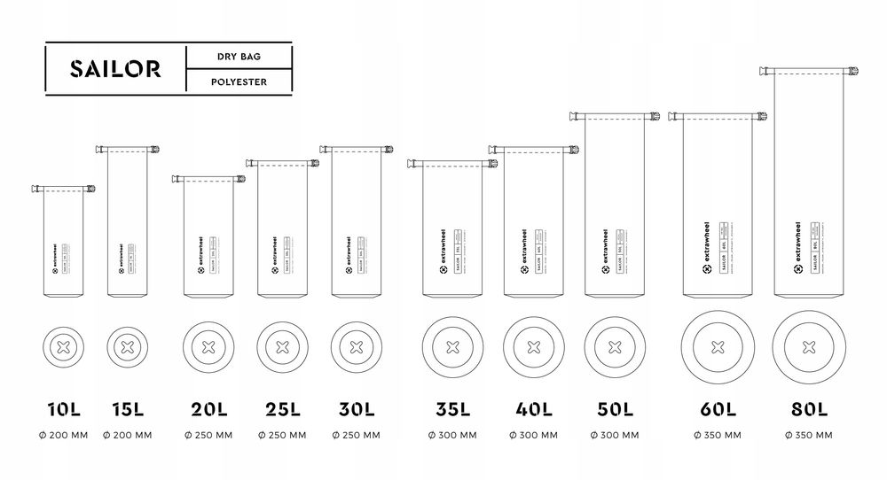 EXTRAWHEEL Worek Wodoszczelny Pojemność 30 L Zamknięcie Rolowane+Pasek