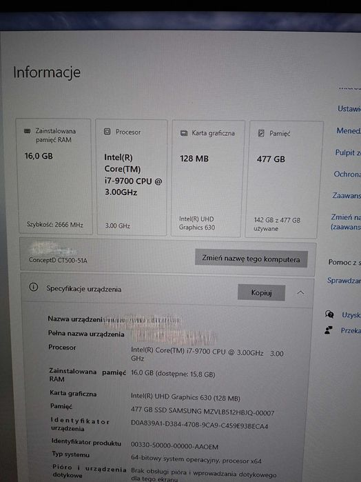Acer ConceptD CT500-51A intel core i7/16gb/