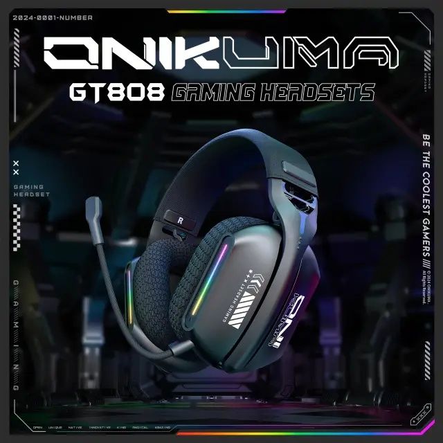 бездротові ігрові навушники Onikuma GT808  RGB Bluetooth / 2.4G / AUX