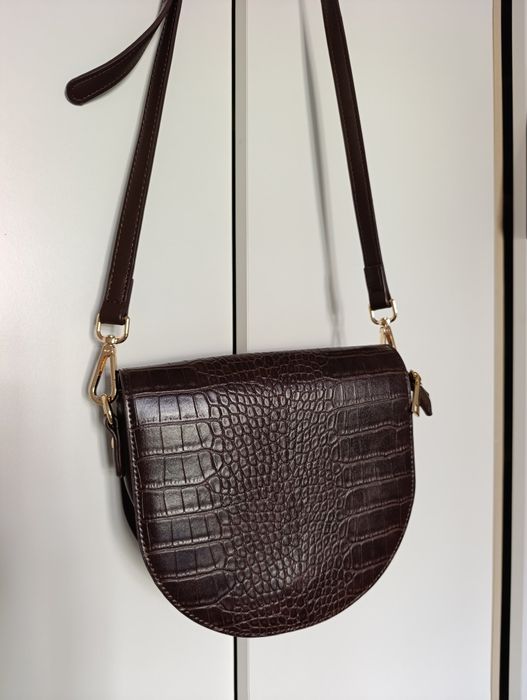 Elegancka Torebka SOLAR Wzór Krokodyla Premium - Brązowa