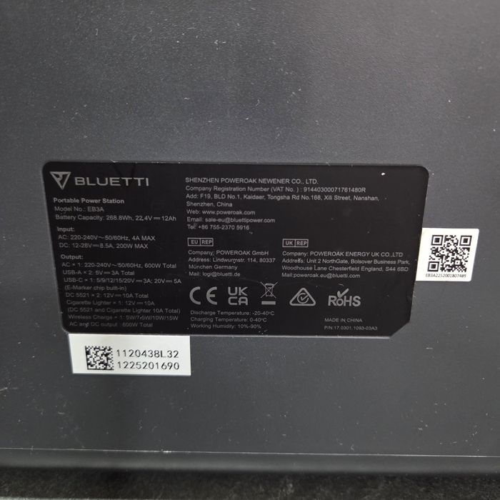 Зарядна станція Bluetti EB3A / 600 Вт / 268 Вт⋅год / LiFePO4