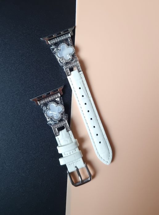 Elegancki biały pasek Fizdvsts do Apple Watch (38/40/41/42 mm).