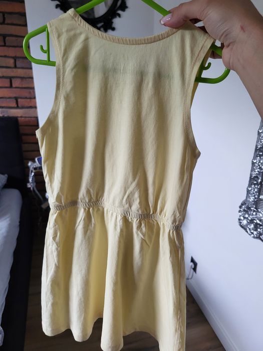 Sukienka dziewczęca letnia żółta pastelowa bawełniana H&M