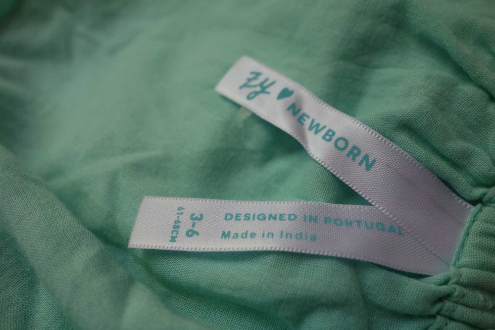 Vestido verde de verão 3-6 meses com Tapa Fraldas*Envio gratuito