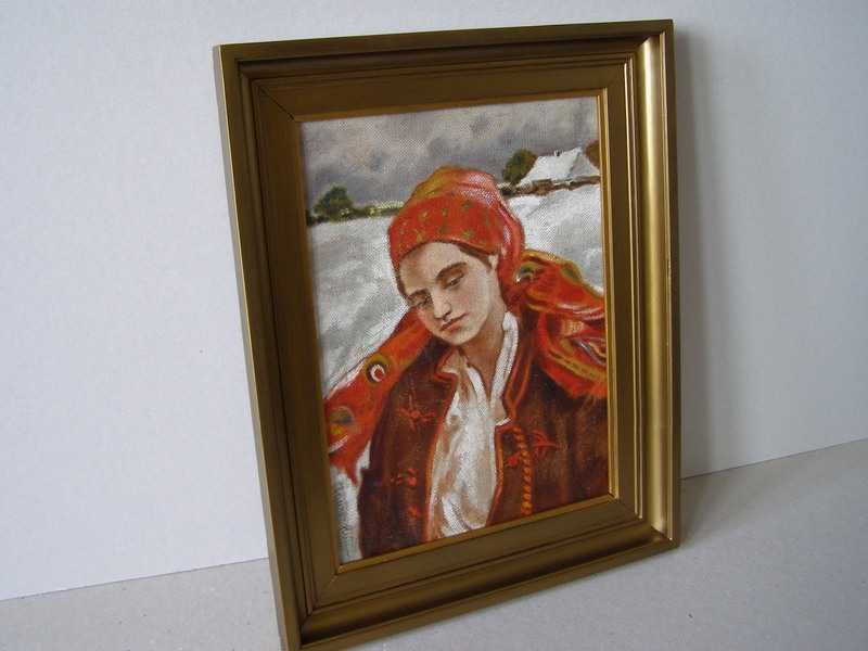 " Hucułka " - olej /płótno , sygn.