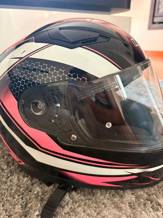 Capacete mota UNIK rosa (XS) + comunicador