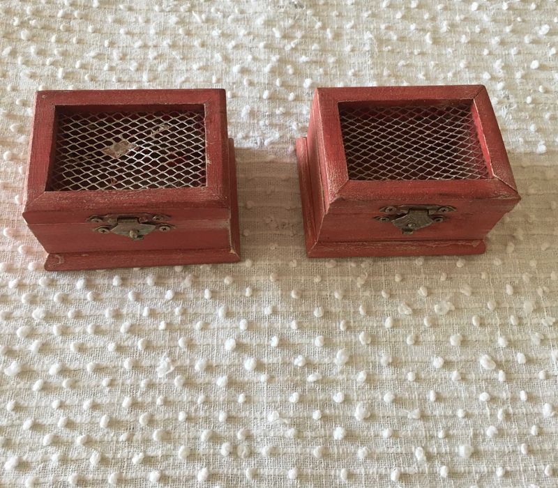 2 Small wooden boxes with mesh64584822428289120