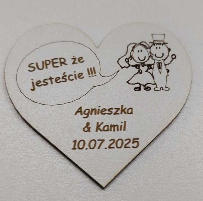 Podziękowanie dla gości weselnych magnes ślub 8x7,4cm imiona data