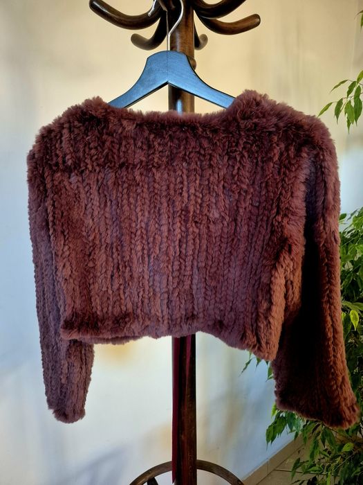 Bolerko  studniówka, bal, futro naturalne