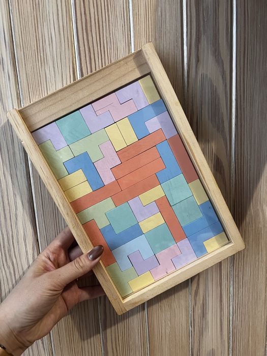 Drewniana gra Tetris montessori