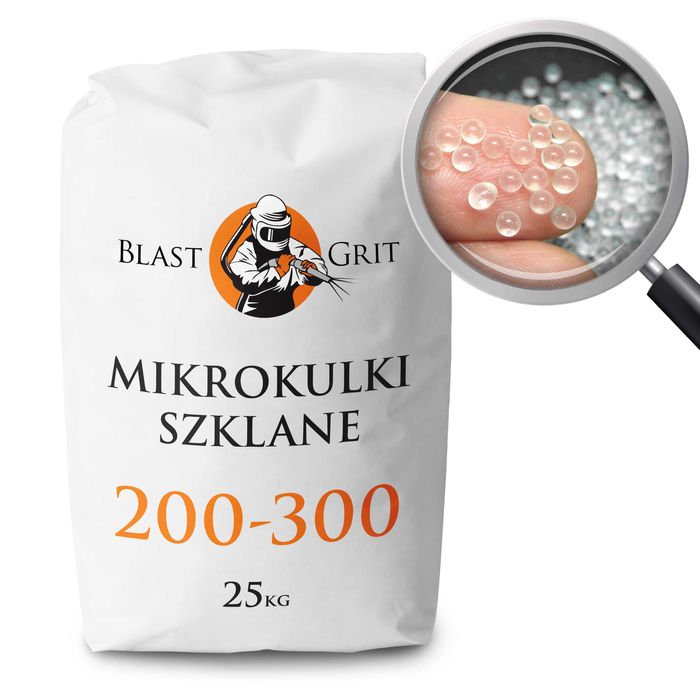 Mikrokulki szklane 200 - 300 µm 25kg, kulki, szkiełko do piaskarki