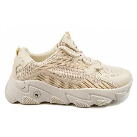 Sportowe sneakersy na grubej podeszwie beżowe r 39