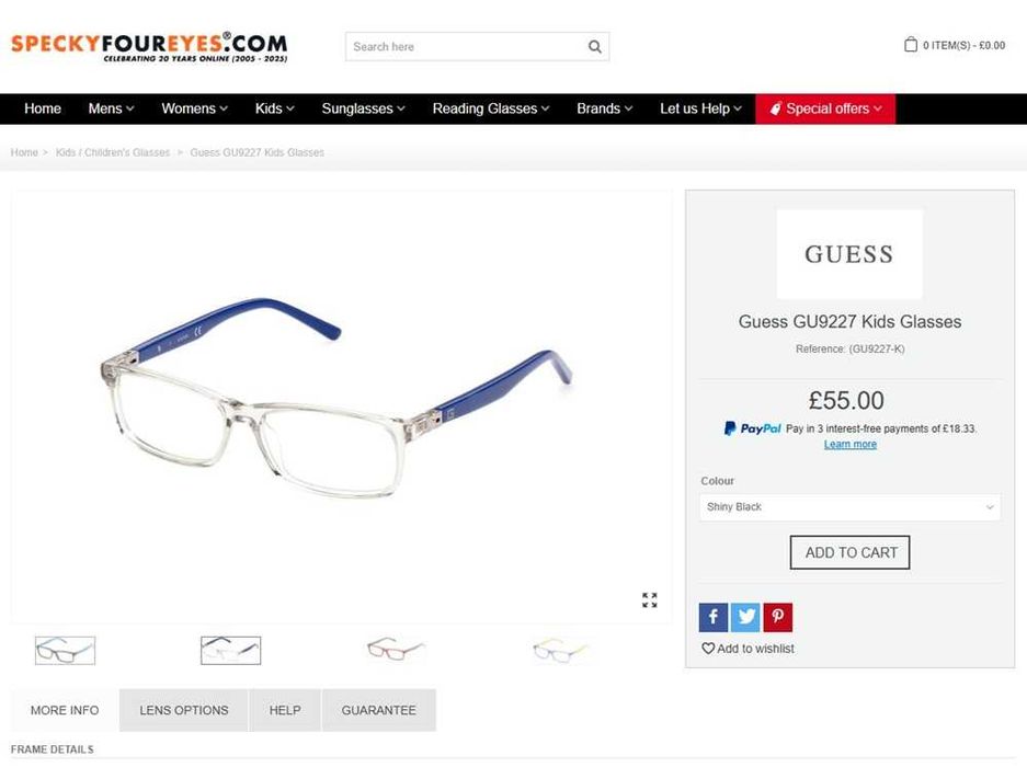 Guess Óculos de grau infantil capa rígida