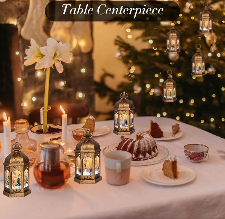 4 Latarnie choinkowe, wiszące lampiony w stylu vintage