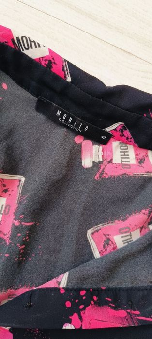 Piękna czarno różowa koszula Mohito elegancka kobieca zwiewna