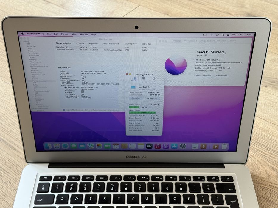 Macbook air 13 2017 i5/8/128 a1466