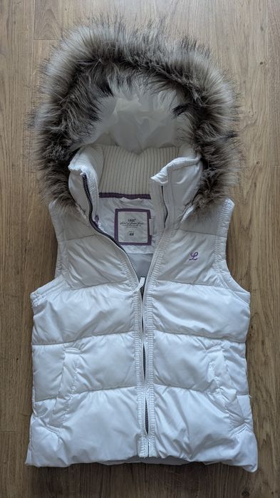 Bezrękawnik biały z kapturem H&M 12 lat, r. 152