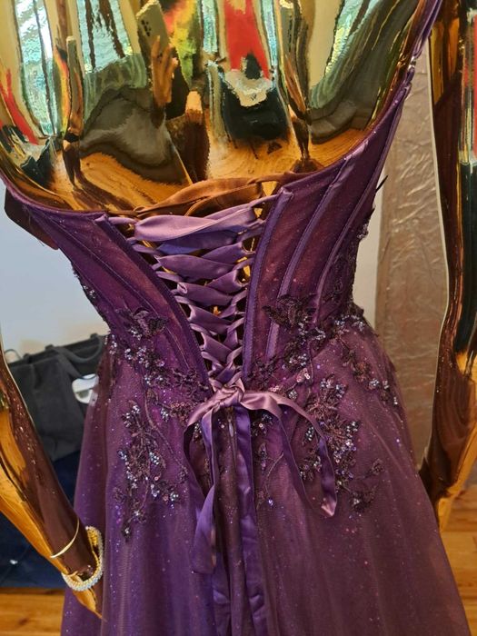 Piękna suknia na studniówkę Paradis Glamour Obergine R34Polski produce