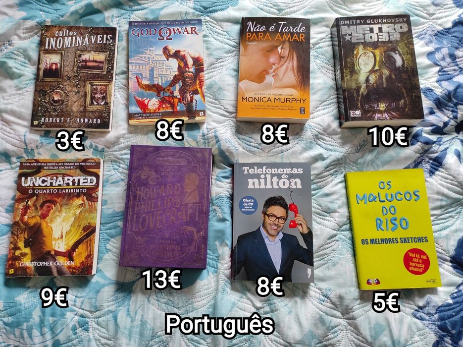 Livros variados em Português e Inglês