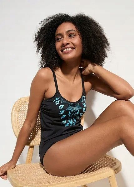 B.P.C tankini czarne we wzory niebieskie r.44