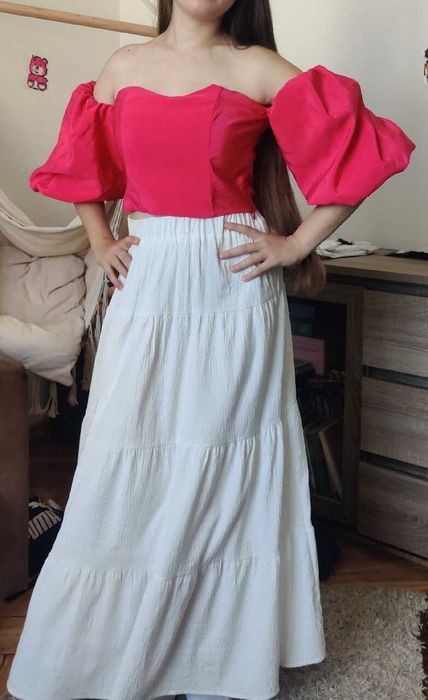 bluzka gorset crop top różowa
