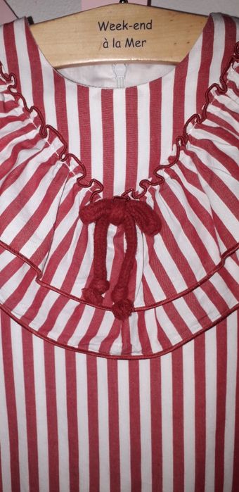 Vestido Menina branco/vermelho