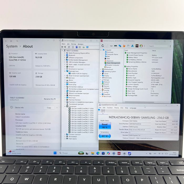 Microsoft Surface Pro 9 i7-1255U 16GB RAM 256GB SSD Graphite Гарантія Магазин