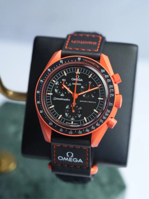 Omega X Swatch Mission on Earth Lava moonswatch омега свотч Лава кварцевий наручний чоловічий годинник