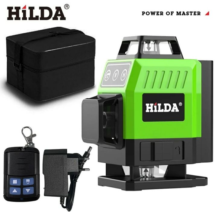 Poziomica laserowa 4D Hilda 16 linii 360° – Idealna do prac budowlanyc