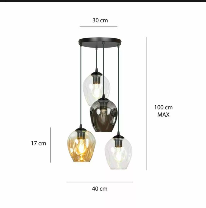 Lampa wisząca cztery klosze