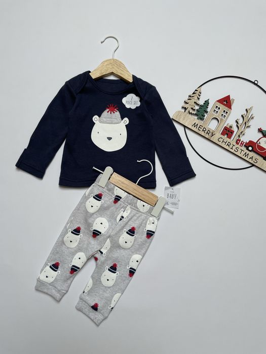 56 62 George miś bawełniana piżama z długim rękawem ciepła w misie UK