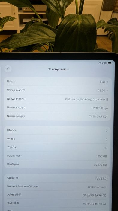 Jak Nowy Tablet iPad Pro M1 12,9" 256GB Space Gray SIM 5G iPadOS 26