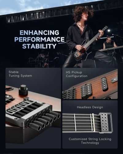 DONNER HUSH-X SUNBURST turystyczna gitara elektryczna z pokrowcem