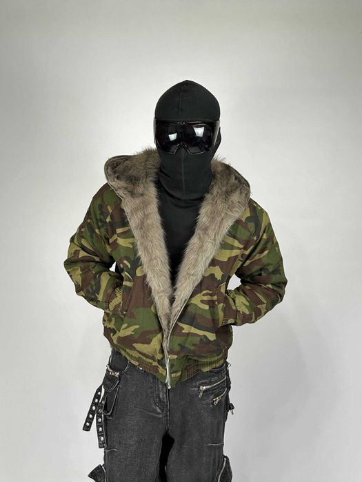 Бомбер дутий камо с мехом куртка курточка пуховик мех MA-1 аляска