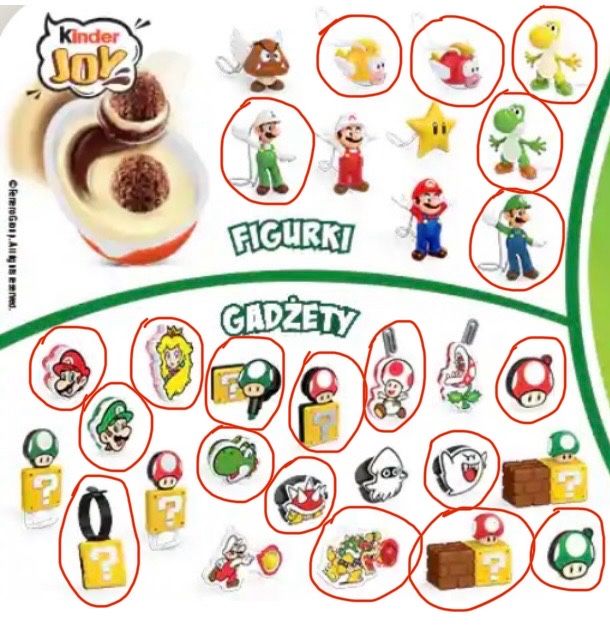Figurka Luigi z serii Super Mario z Kinder Joy.