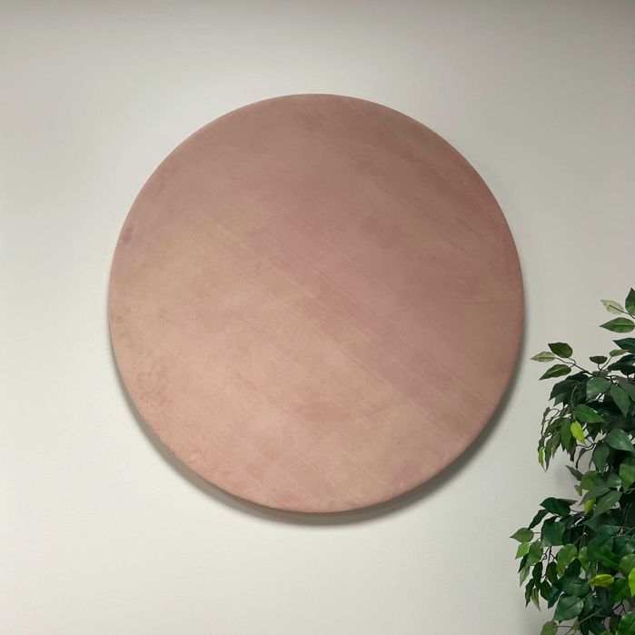 Panel tapicerowany akustyczny na ścianę okrągły 120 cm pudrowy róż mdd