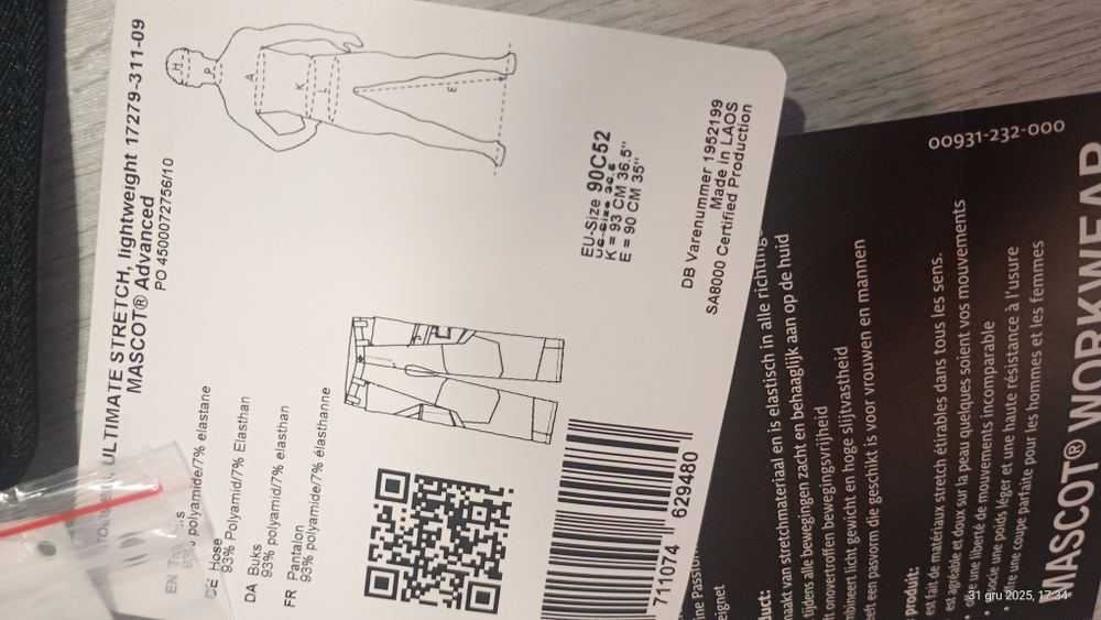 Spodnie robocze MASCOT ULTIMATE STRECH SC52  Advanced