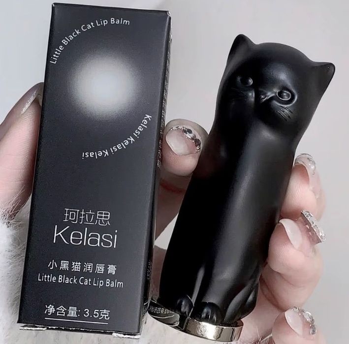 Nawilżający balsam do ust Kelasi Little Black Cat Lip Balm - czarny kot