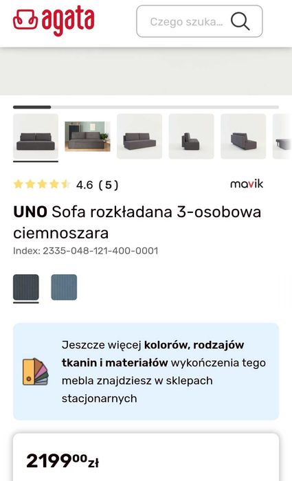 Sofa 3os. UNO Agata MEBLE
