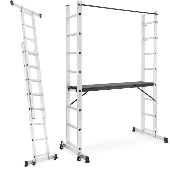 Rusztowanie aluminiowe drabinowe podest roboczy aluminiowy HIGHER 2x8 drabina 3w1 drabino-rusztowanie pomost