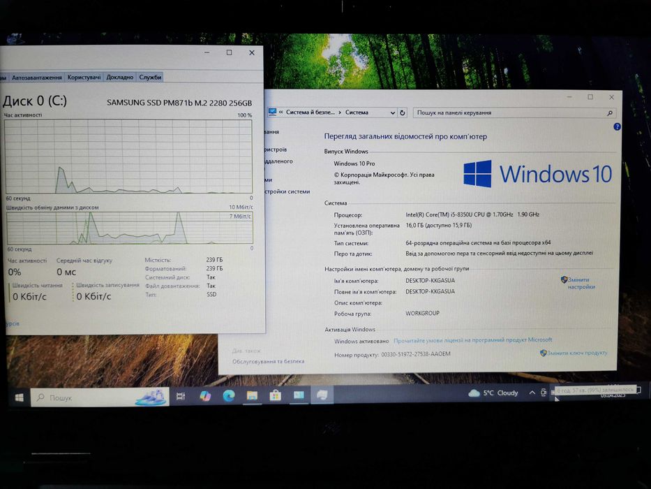 Ноутбук 14" Dell Latitude 5490 intel i5-8350U 8gb/128gb